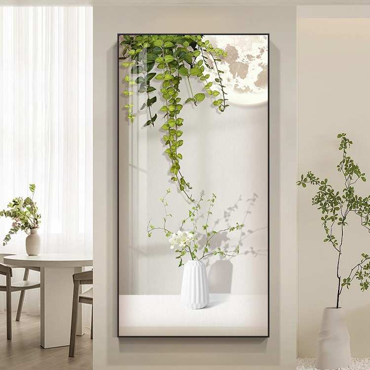 如沐春风玄关装饰画北欧绿植走廊过道壁画客厅进门竖版壁画小清新