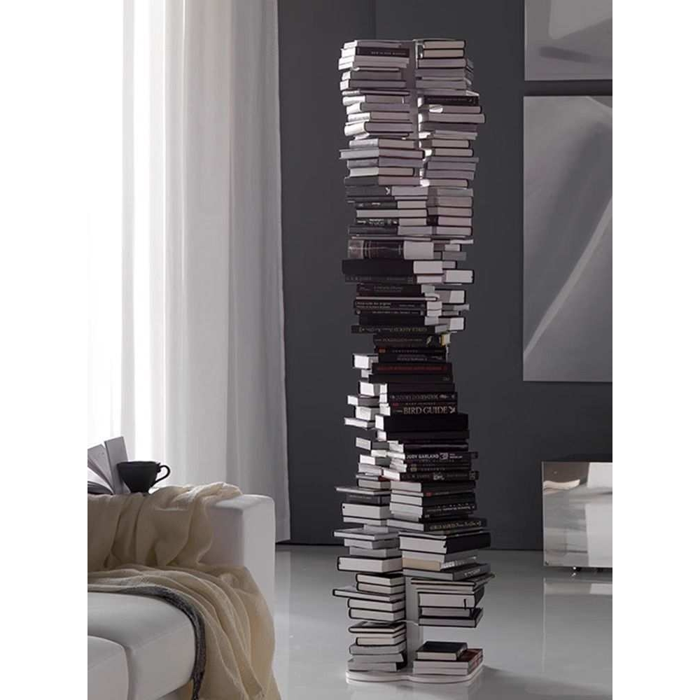 DNA螺旋转隐形书架落地网红收纳架客厅转角书柜多层创意置物架