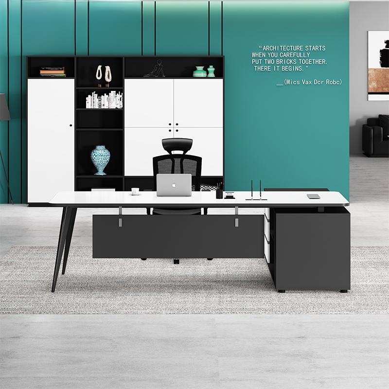 简约现代经理桌白色单人主管桌老板桌办公桌椅组合总经理董事长桌