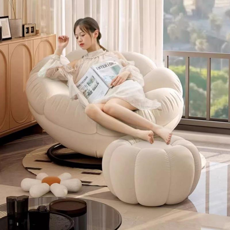 沙发椅南瓜懒人沙发单人椅卧室阳台休闲旋转法式奶油风客厅小户型