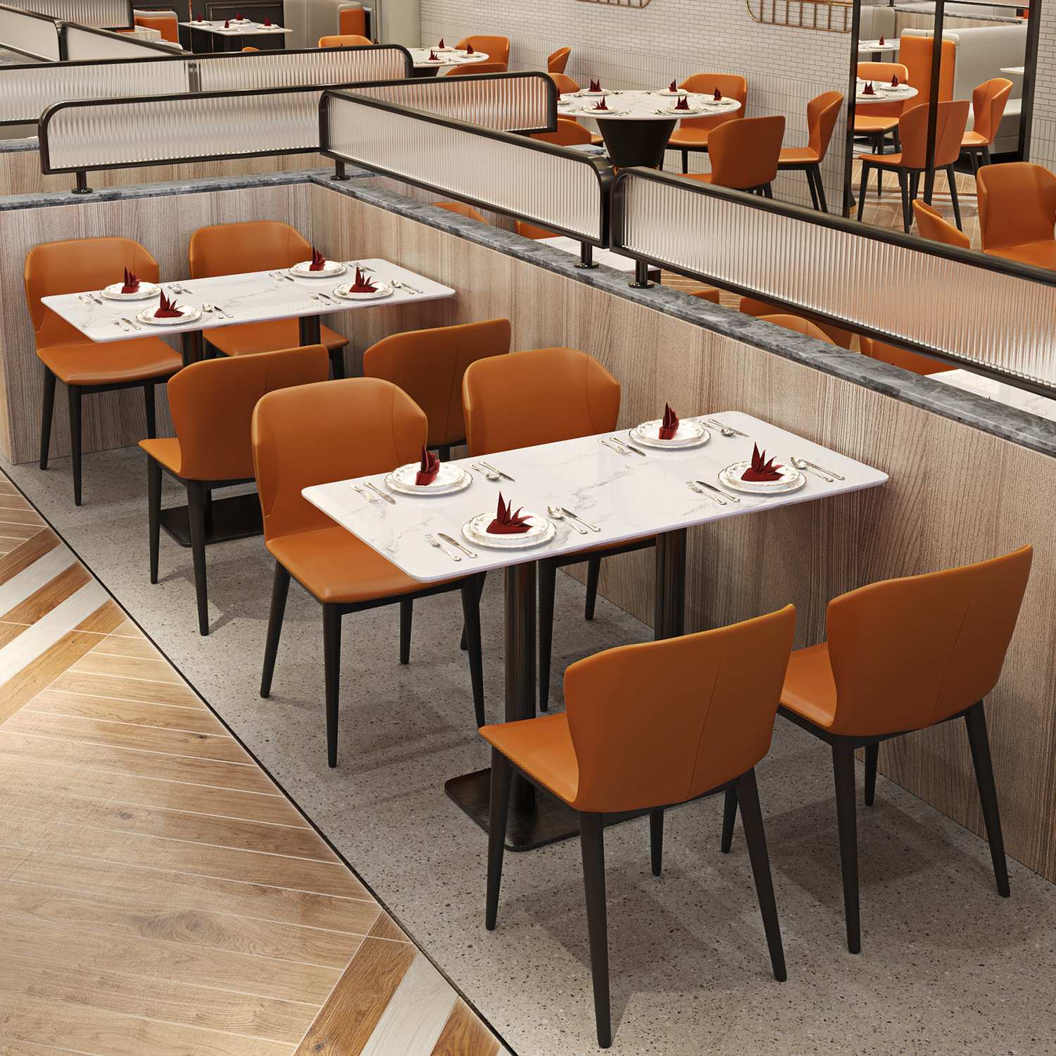 奶茶店餐椅商用餐桌椅靠科技布凳子餐厅咖啡厅椅子轻奢实木皮饰面