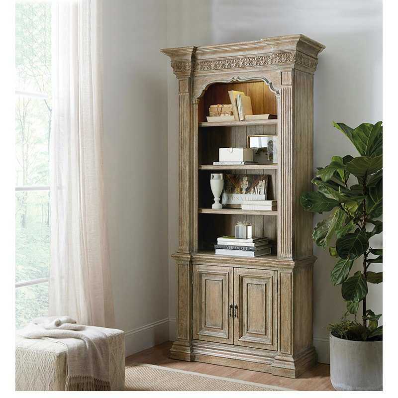 法式乡村实木雕花书柜美式复古做旧书橱书房书架办公展示柜陈列柜