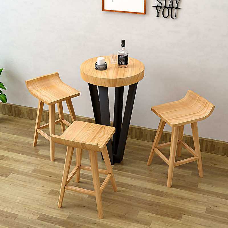 北欧实木酒吧高脚椅创意吧台椅酒吧桌椅组合休闲凳咖啡厅个性铁艺