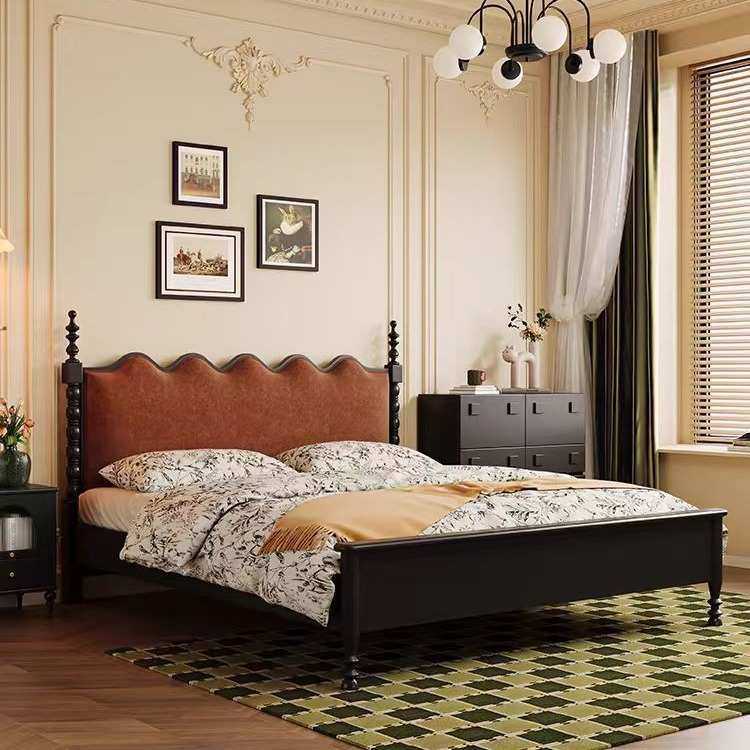 经典美式复古实木床中古风双人床现代简约储物主卧床黑色雕花柱床,鲜花速递/花卉仿真/绿植园艺,割草机/草坪机,淘宝优惠券,粉丝福利购,淘宝优惠卷
