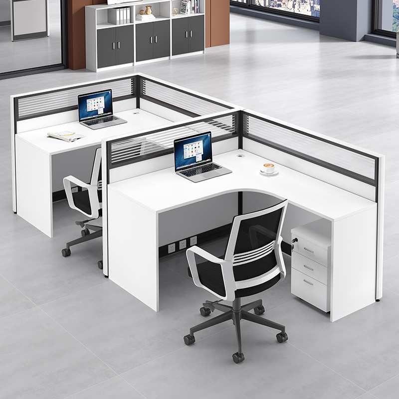 办公室白色办公桌简约现代职员桌L型办公卡位员工办公台卡座桌子