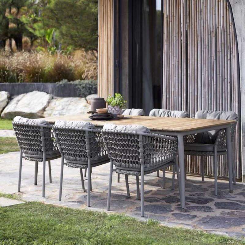 户外藤编桌椅组合庭院花园防水防晒餐桌别墅酒店露天凉亭室外家具