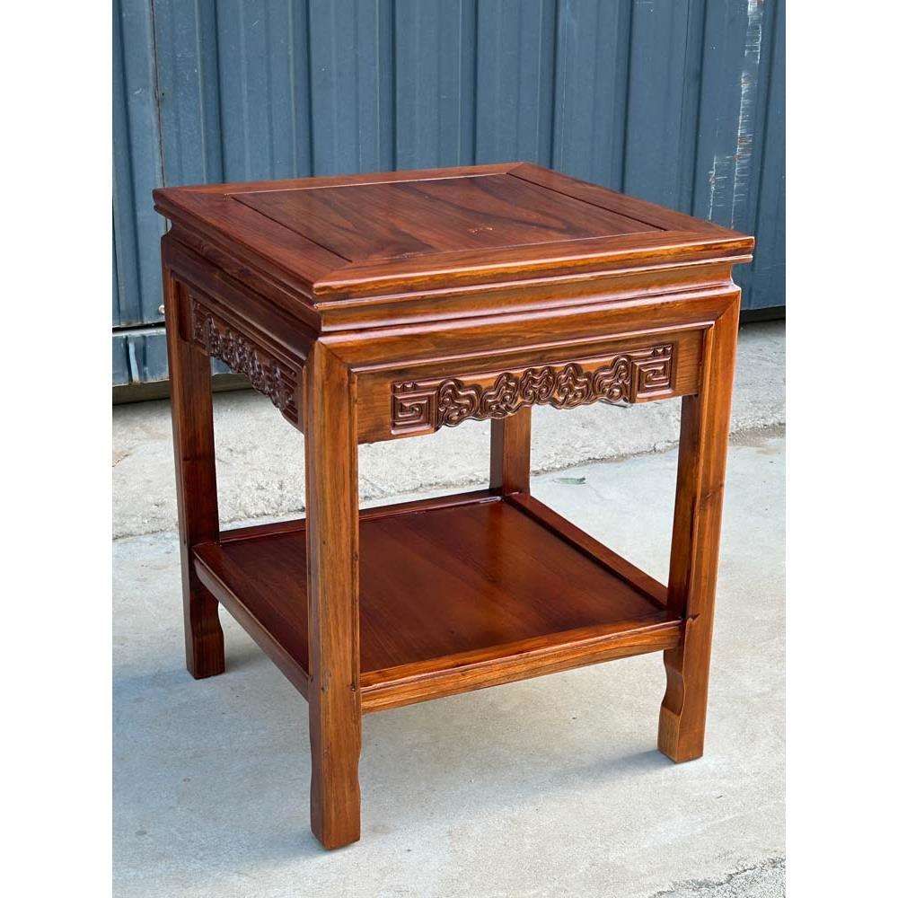 纯实木小方桌茶几新中式沙发边几室内客厅花架老榆木正方形小桌子