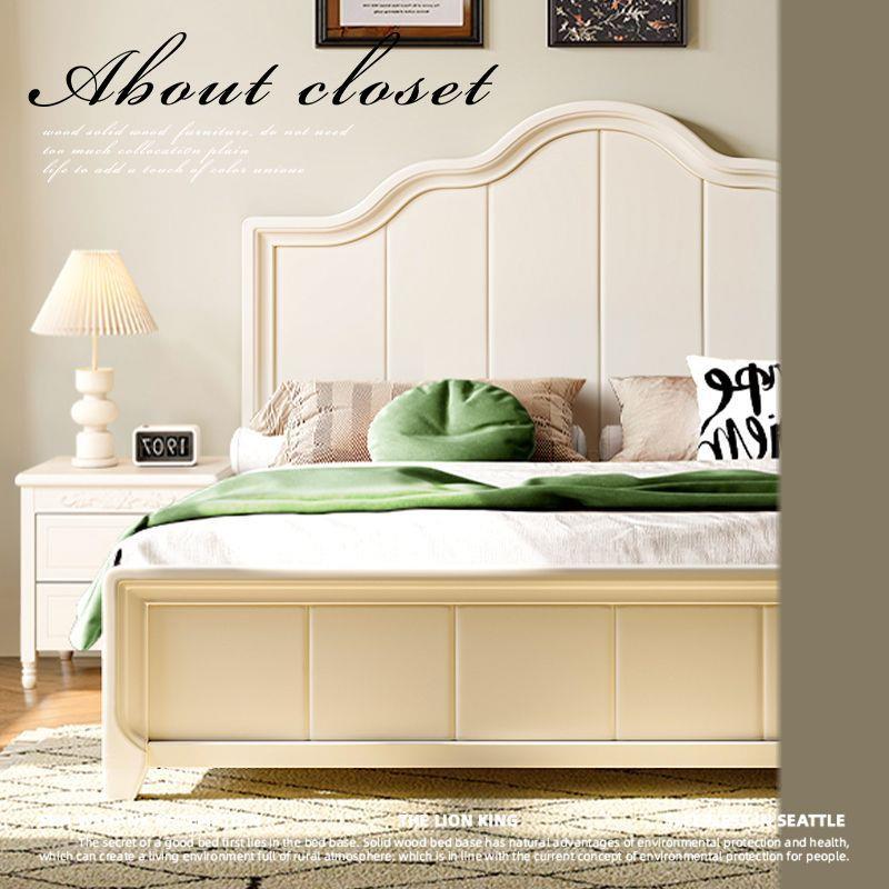 北欧白色实木床现代简约1.5m单双人床奶油风公主床1米8主卧储物床