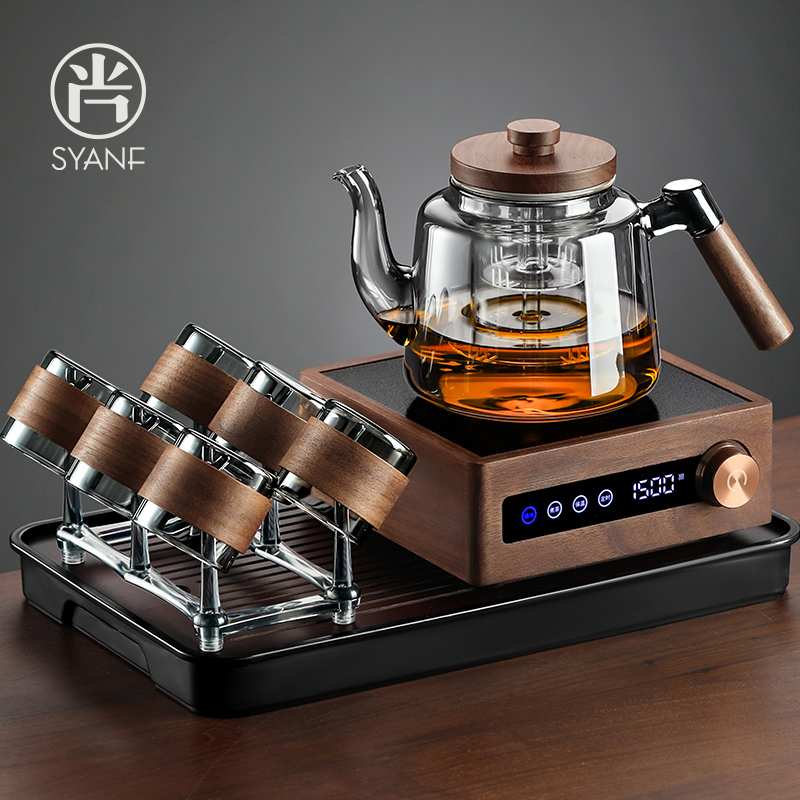 ?玻璃煮茶器电陶炉茶具套装家用大容量蒸煮一体壶茶杯一套2025新