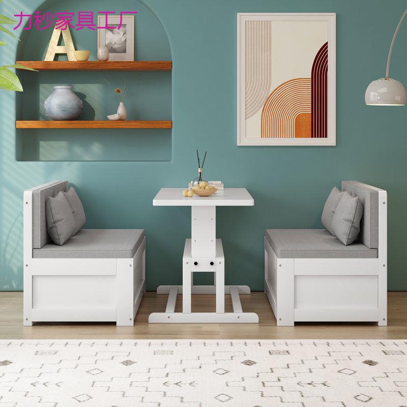 实木沙发床两用可折叠带书桌现代简约客厅小户型卡座多功能储物床