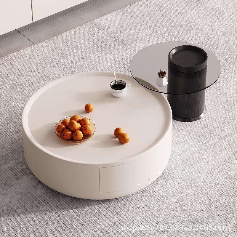 广东佛山意式简约大小圆茶几电视柜组合客厅小户型奶油风家用茶几