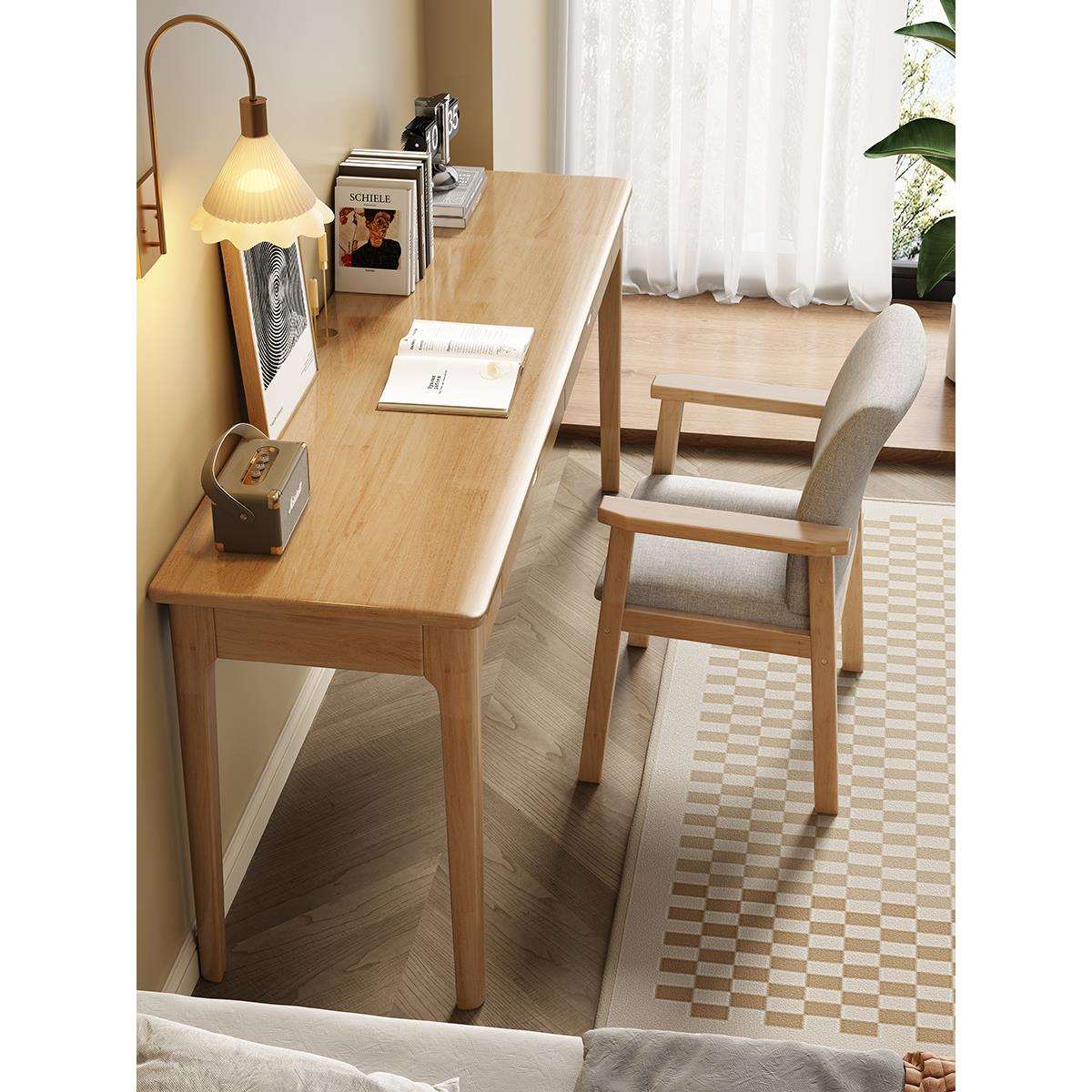 简易电脑桌小户型卧室中学生写字M&实木书桌40/45cm宽窄桌子家用