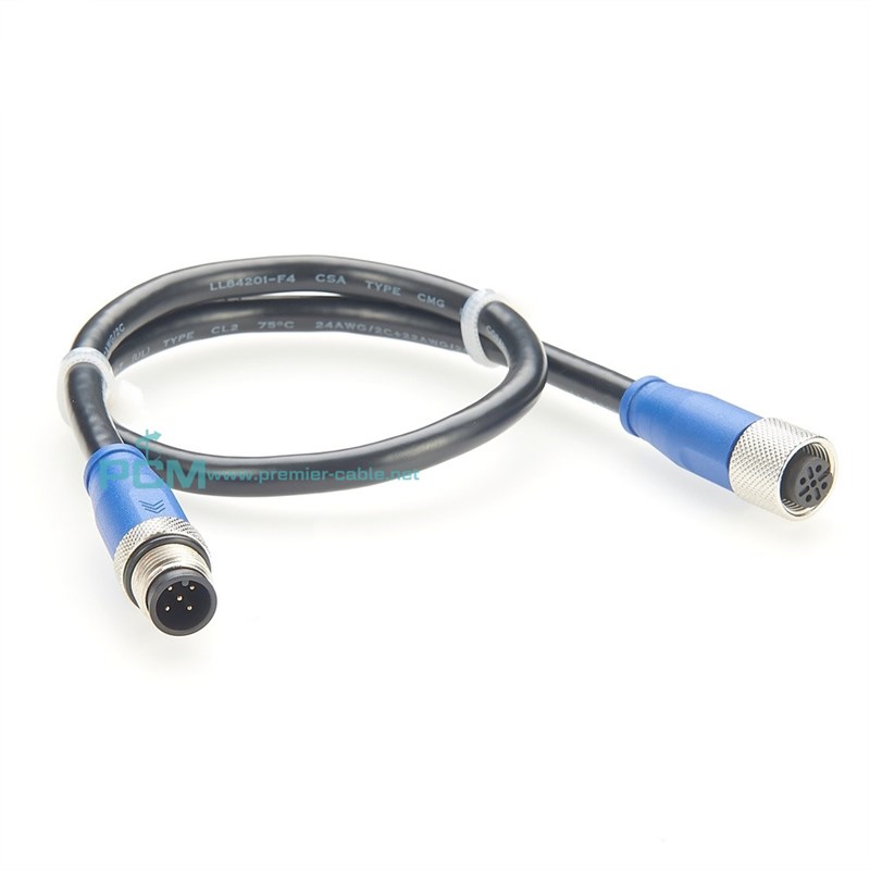 M12航空插头5芯信号传输连接线NMEA2000船用电缆防水传感器接头