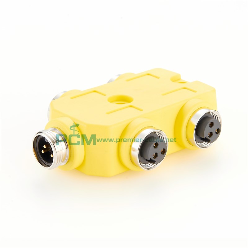 IO网口拓展模块7/8电源分线盒集线器4端口8端口4芯5芯传感器IP67