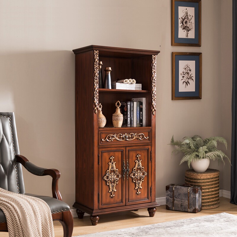 美式餐边柜实木欧式立柜书柜酒柜彩绘玄关高储物柜角柜字客厅整装,住宅家具,餐边柜,淘宝优惠券,粉丝福利购,淘宝优惠卷