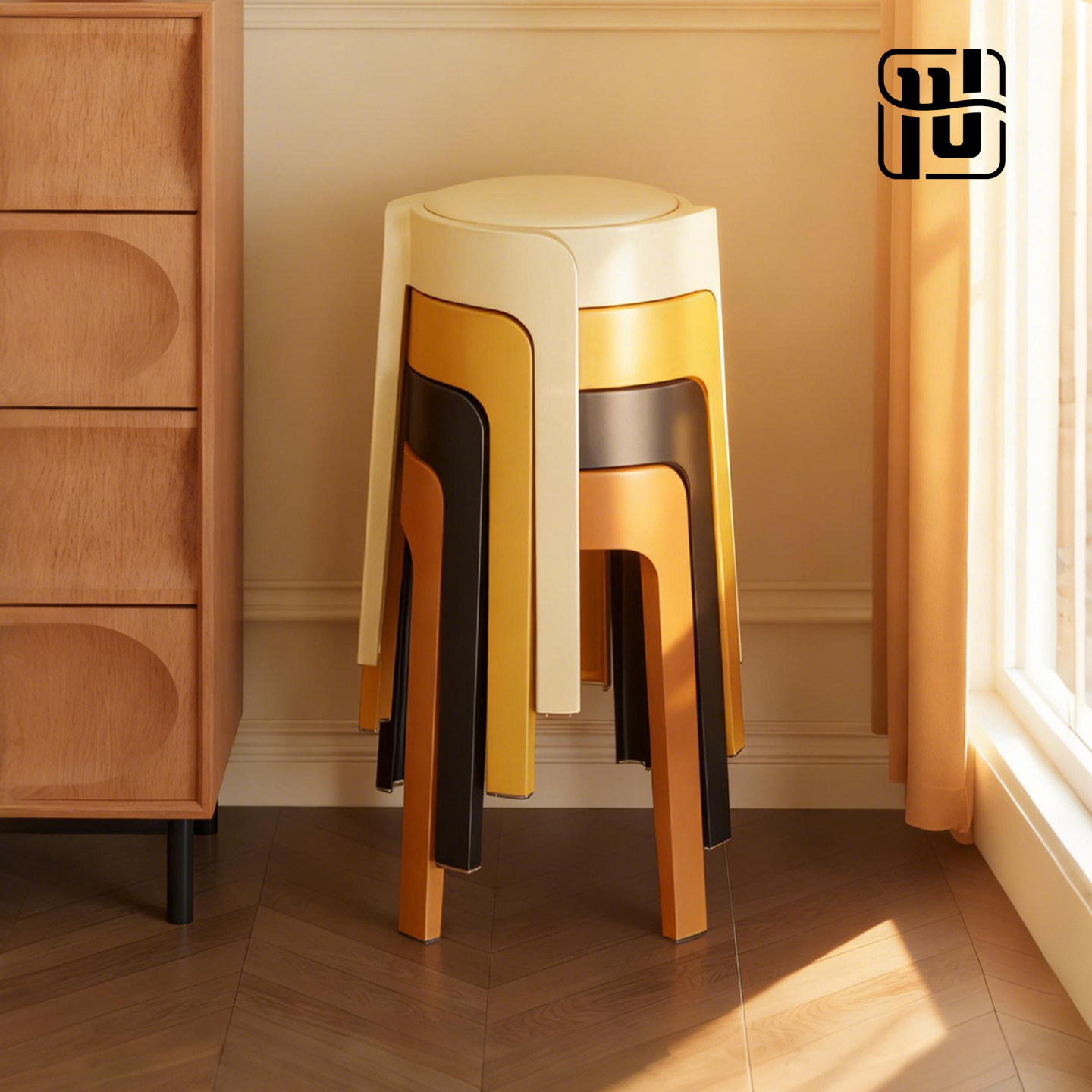 家用结实耐用凳子可叠放家用加厚塑料凳软包圆凳叠叠凳板凳风车凳,住宅家具,其它凳子,淘宝优惠券,粉丝福利购,淘宝优惠卷