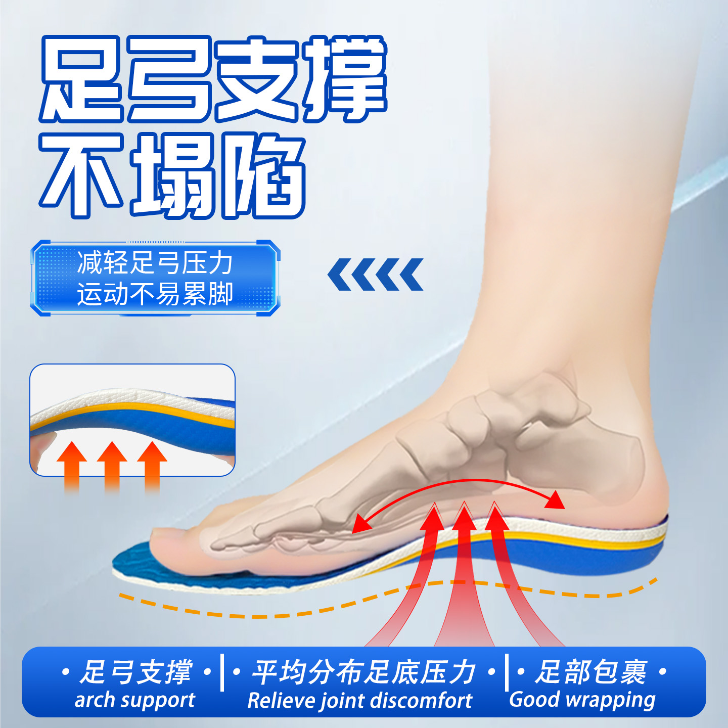 扁平足矫正鞋垫足弓支撑