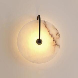 北欧后现代简约云石壁灯创意圆形饭厅客厅卧室床头书房大理石墙灯