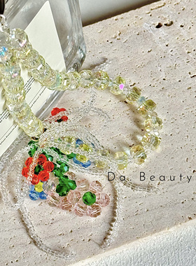 「野梨树」DaB原创小清新花朵爆闪车轮晶手机链相机链ccd链挂绳春