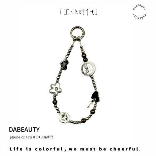 「工业时代」DaB原创甜酷风金属纽扣蝴蝶爱心手机链相机链ccd链