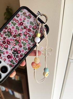 「小岛蔷薇」DaB原创鎏金爱心玫瑰透明爱心结实耐用手机挂绳ccd绳