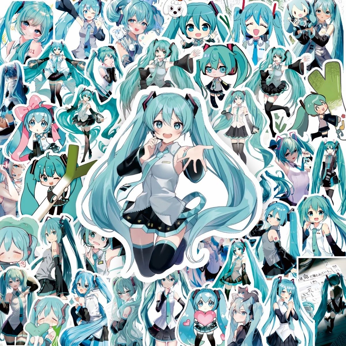 100张chibi版初音未来贴纸动漫卡通电脑水杯iPad装饰防水DIY贴画