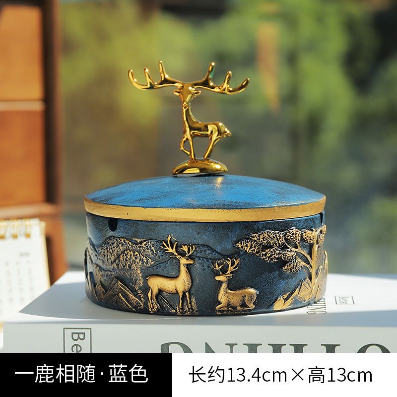 家用客厅烟灰缸带盖防烟防灰飞个性创意潮流可爱卡通桌面小摆件