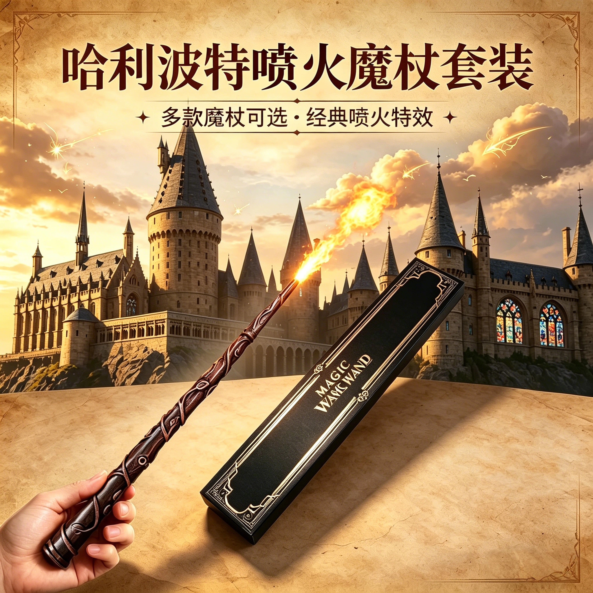 哈利波特可喷火的魔杖黑科技火焰魔法棒魔术儿童玩具男孩六一礼物
