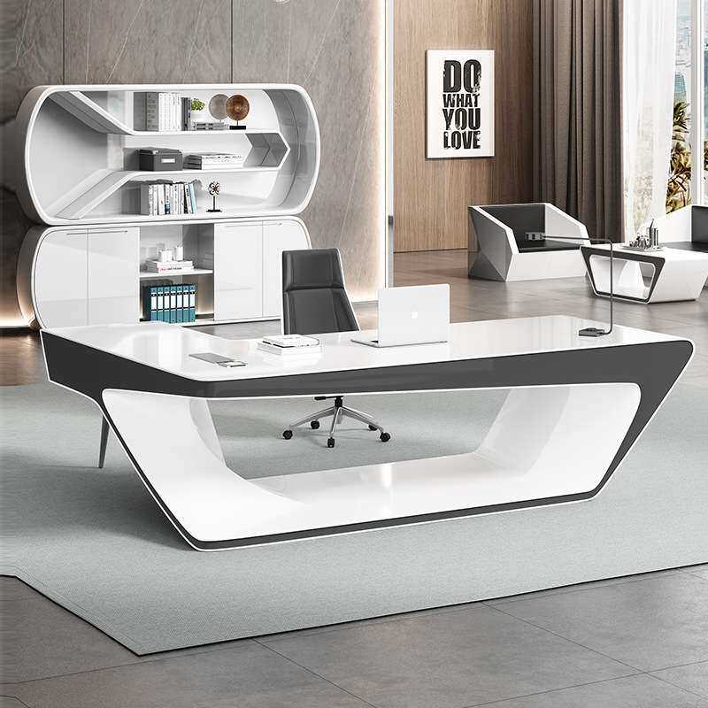 轻奢老板桌女时尚办公桌椅组合简约现代经理桌总裁桌科技感大班台