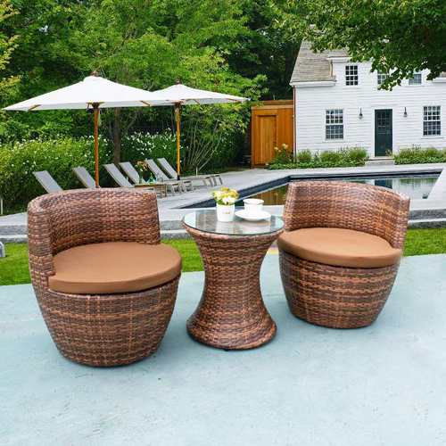 阳台小桌椅组合创意庭院花园休闲防水户外藤编家具三件套藤椅