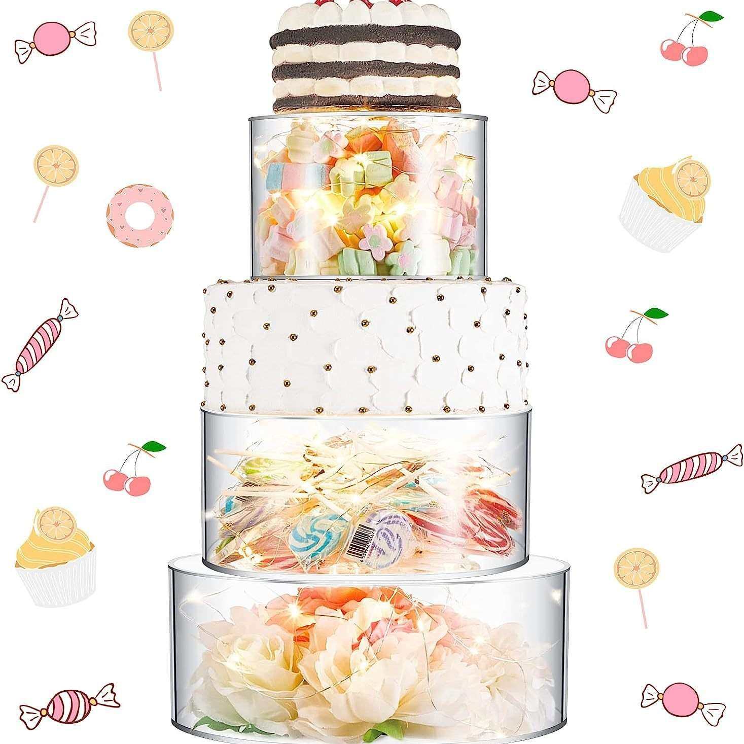 透明圆形方形亚克力蛋糕架可填充物蛋糕托婚礼婚庆宴会派对分