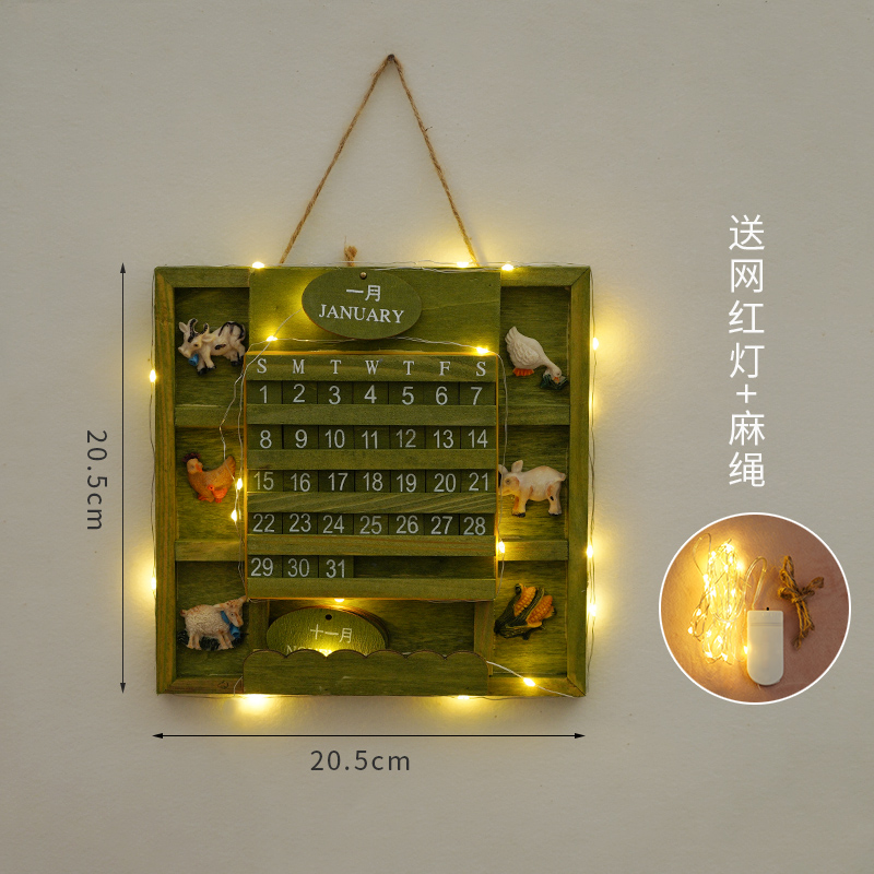 2019年创意木质万年历日历摆件复古墙面挂历家居日期摆设装饰品