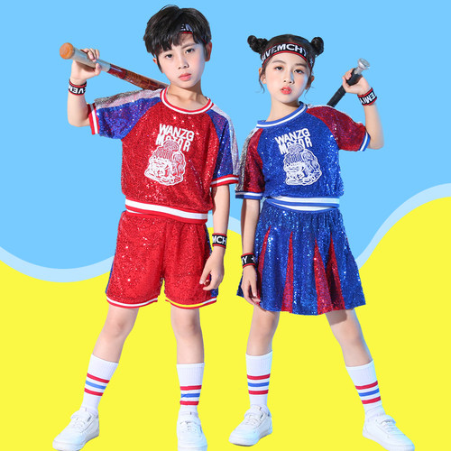 儿童啦啦操服装六一少儿亮片舞台演出服幼儿街舞爵士舞表演服装