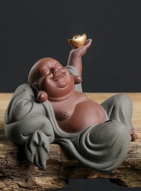 久造陶瓷招财弥勒佛摆件客厅新中式笑佛摆设乔迁新居禅意家居装饰