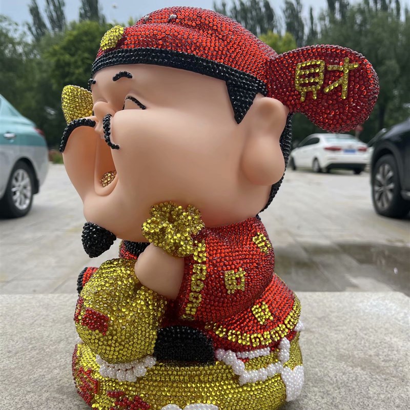 手工贴钻财神爷摆件粘钻存钱罐发财送礼节日送礼品储蓄罐开业旺财