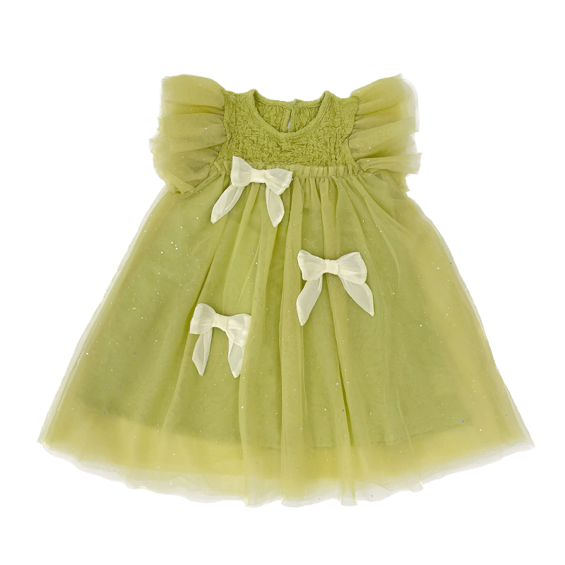 女童绿色连衣裙夏季2023新款儿童洋气公主裙子网红宝宝网纱蓬蓬裙