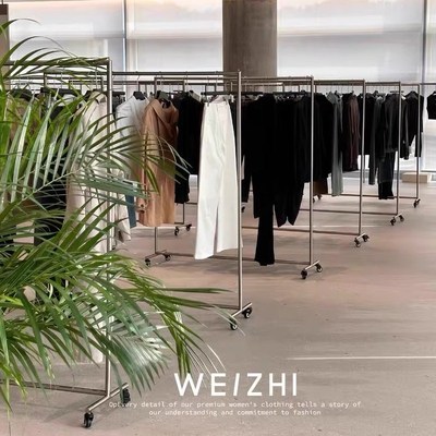 服装店展示架不锈钢落地架买手店货架中岛可移动挂衣架女装陈列架