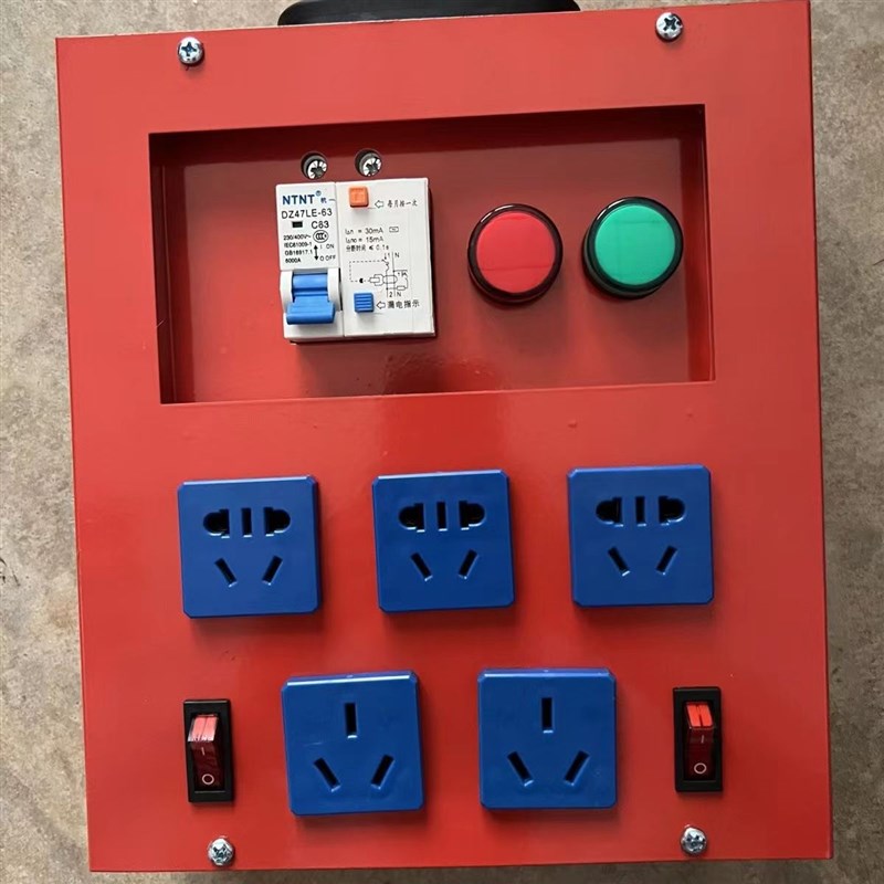 电箱工地插座箱室外铁壳手提箱 63A漏保插座开关 五孔10A 三孔16A