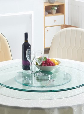 餐桌转盘钢化玻璃饭店大圆桌玻璃转盘底座圆台面旋转桌面转盘家用