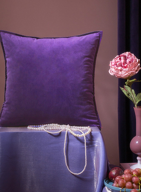 轻奢紫色抱枕沙发客厅方形靠垫套床上靠枕大靠背不含芯尺寸定制