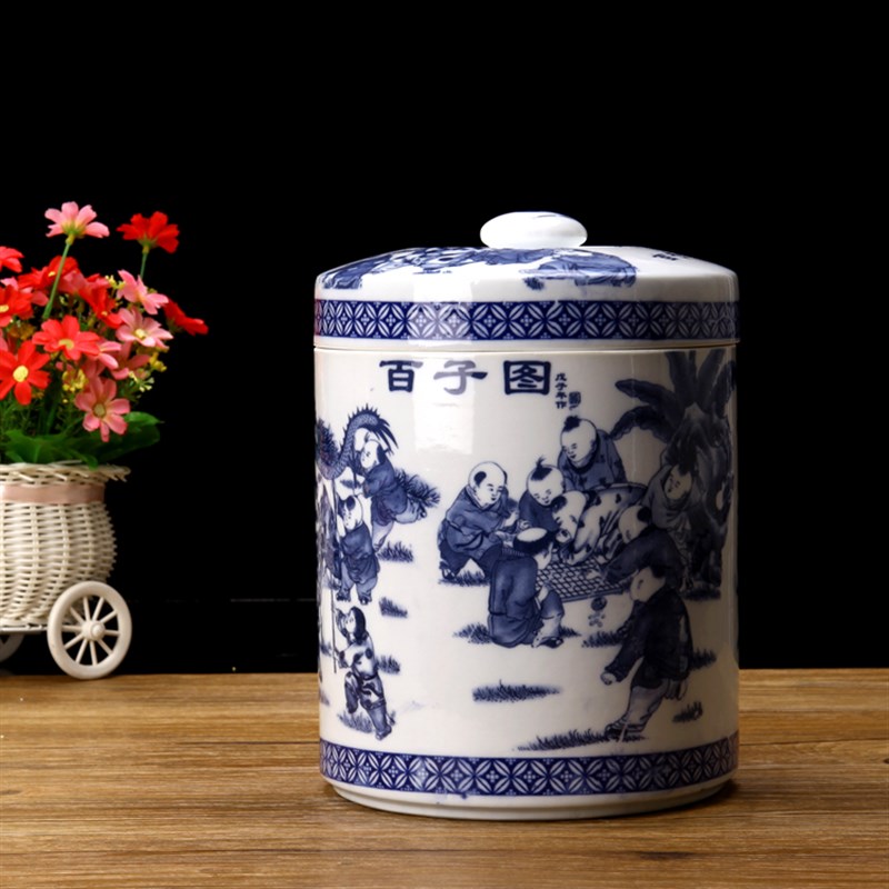 景德镇陶瓷储物罐大号带盖摆件油罐家用密封罐茶具茶叶罐子腌菜坛