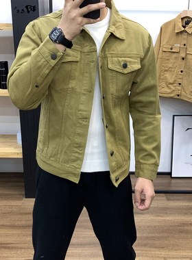 美式重磅复古牛仔外套男装春秋褂子潮新款休闲宽松工装夹克上衣服