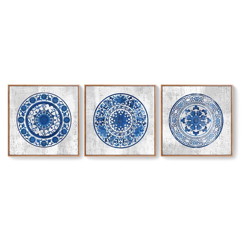 必画客厅装饰画沙发背景墙挂画书房壁画玄关装饰画新中式画青花瓷图片