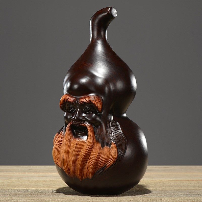 黑檀木雕寿星公摆件实木雕刻老人祝寿礼品家居客厅玄关装饰送老人