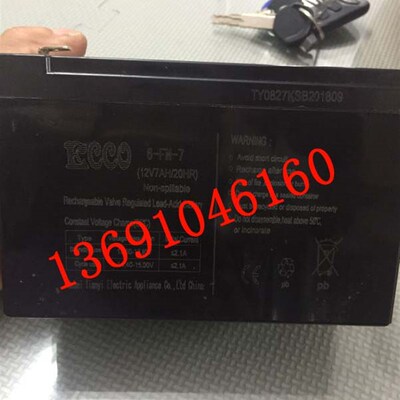 ECCO蓄电池 6-FM-7 12V7AH/20HR 玩具车童车小孩子电动汽车用电瓶