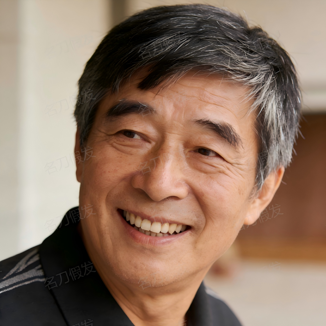 中老年假发男短发爸爸款真头发透气男女花白爷爷假发套全真发