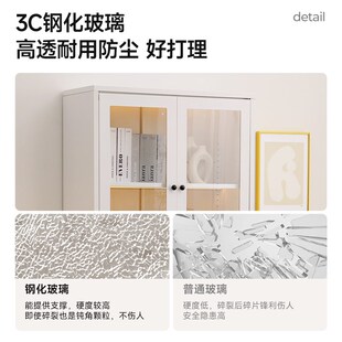 奈高书柜玻璃门防尘书架收纳柜子铁艺置物柜客厅储物柜家用展示柜