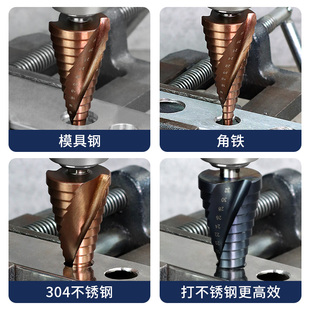含钴宝塔钻头高硬度铁钢板不锈钢304开孔器塔型金钢扩孔神器