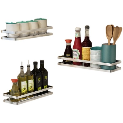 304不锈钢调味料收纳架壁挂式免打孔25/60浴室墙上加宽置物架15cm