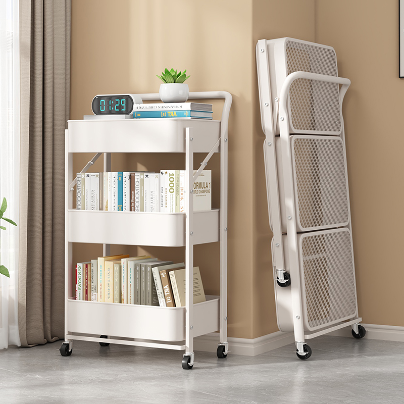 折叠置物架家用书架桌面落地儿童收纳客厅多层可移动墙边置物柜子